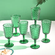 Market99 Green Stem Glass Set Of 6 -Each (300 Ml)