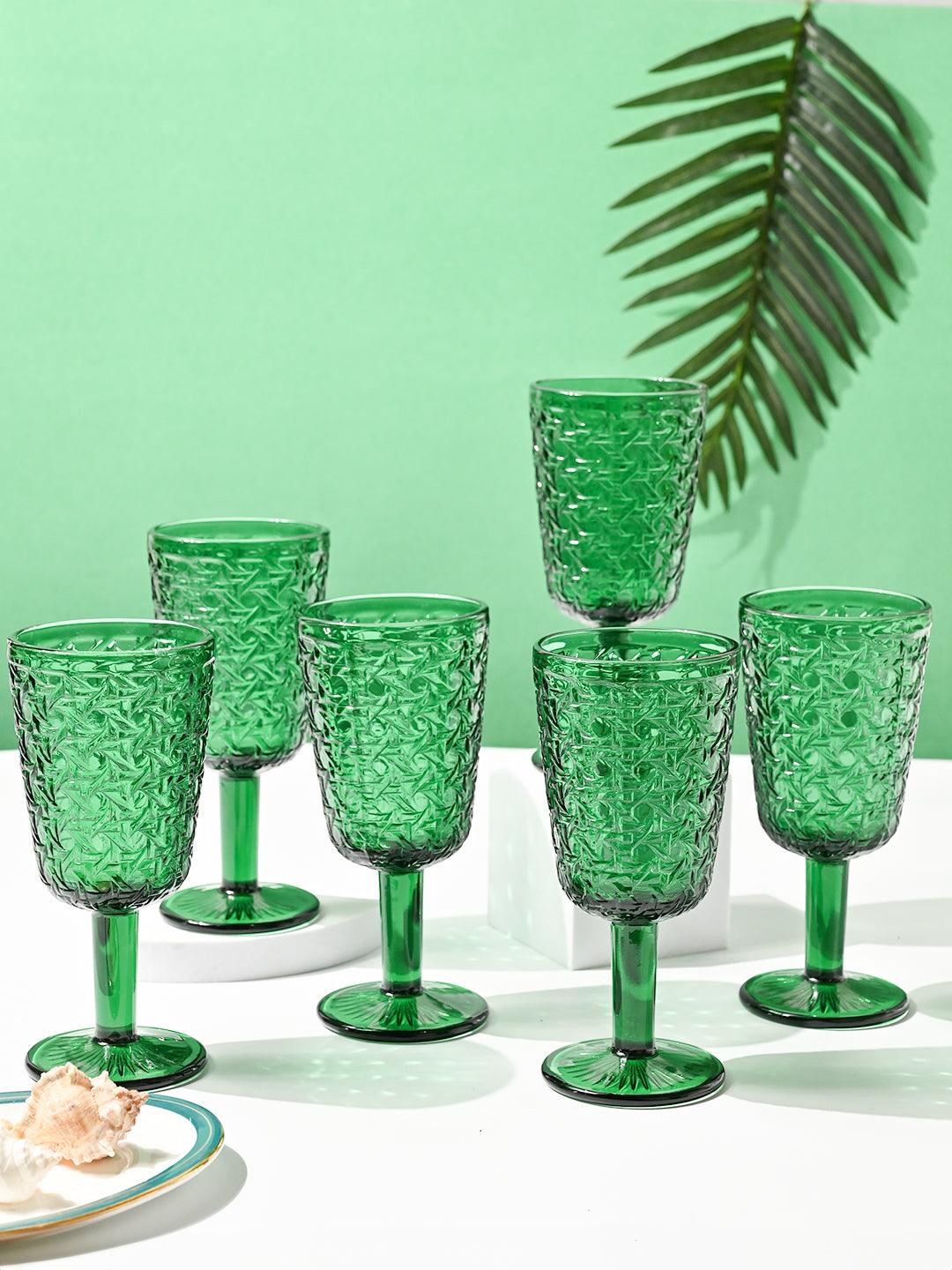 Market99 Green Stem Glass Set Of 6 -Each (300 Ml)