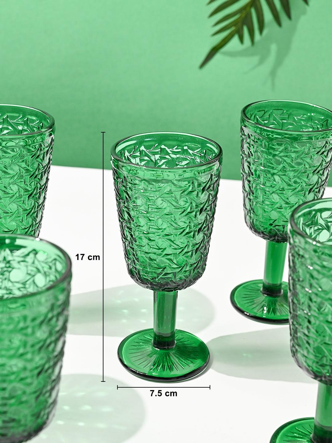 Market99 Green Stem Glass Set Of 6 -Each (300 Ml) - MARKET99