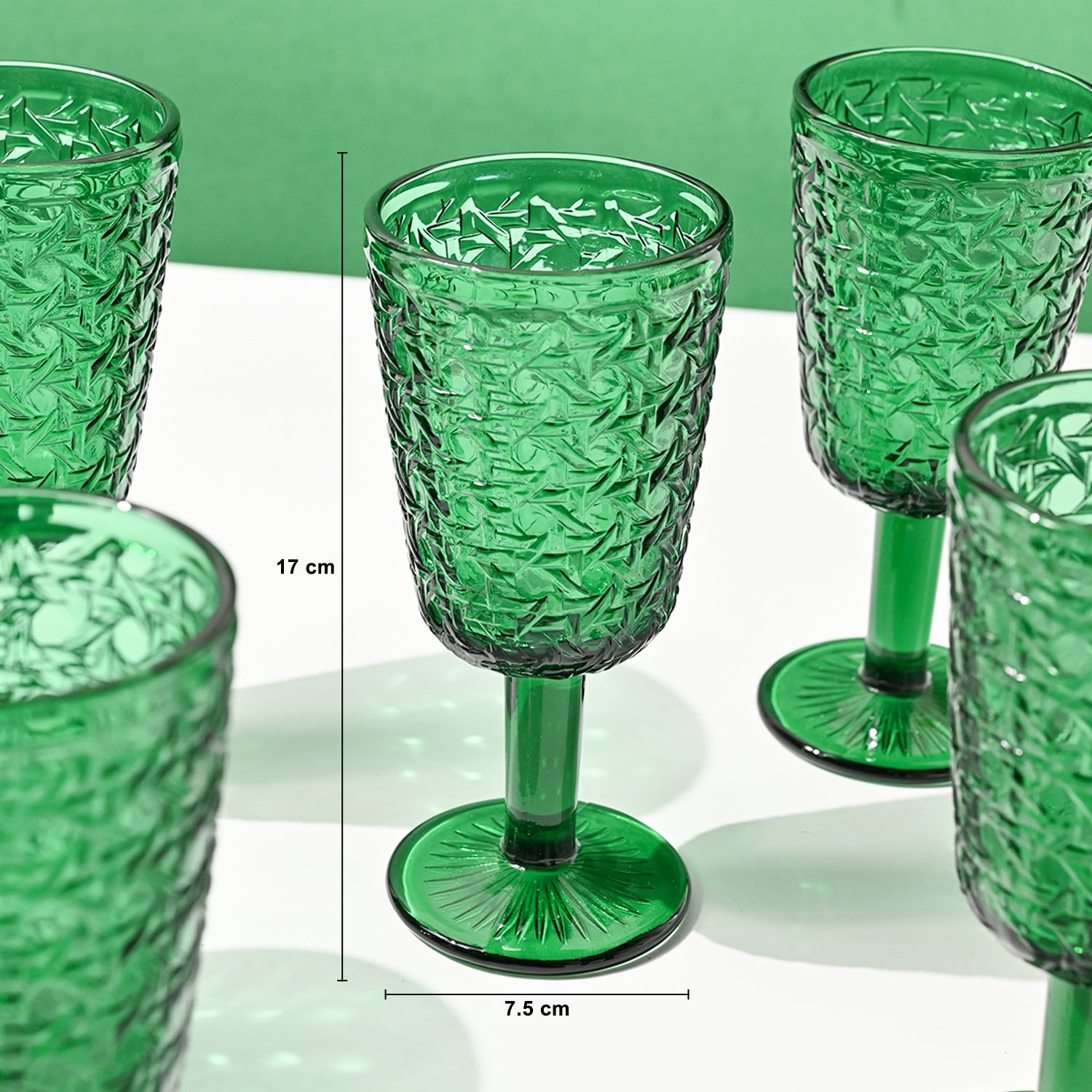 Market99 Green Stem Glass Set Of 6 -Each (300 Ml)