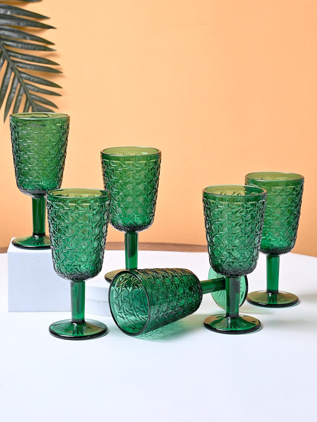 Market99 Green Stem Glass Set Of 6 -Each (300 Ml) - MARKET99