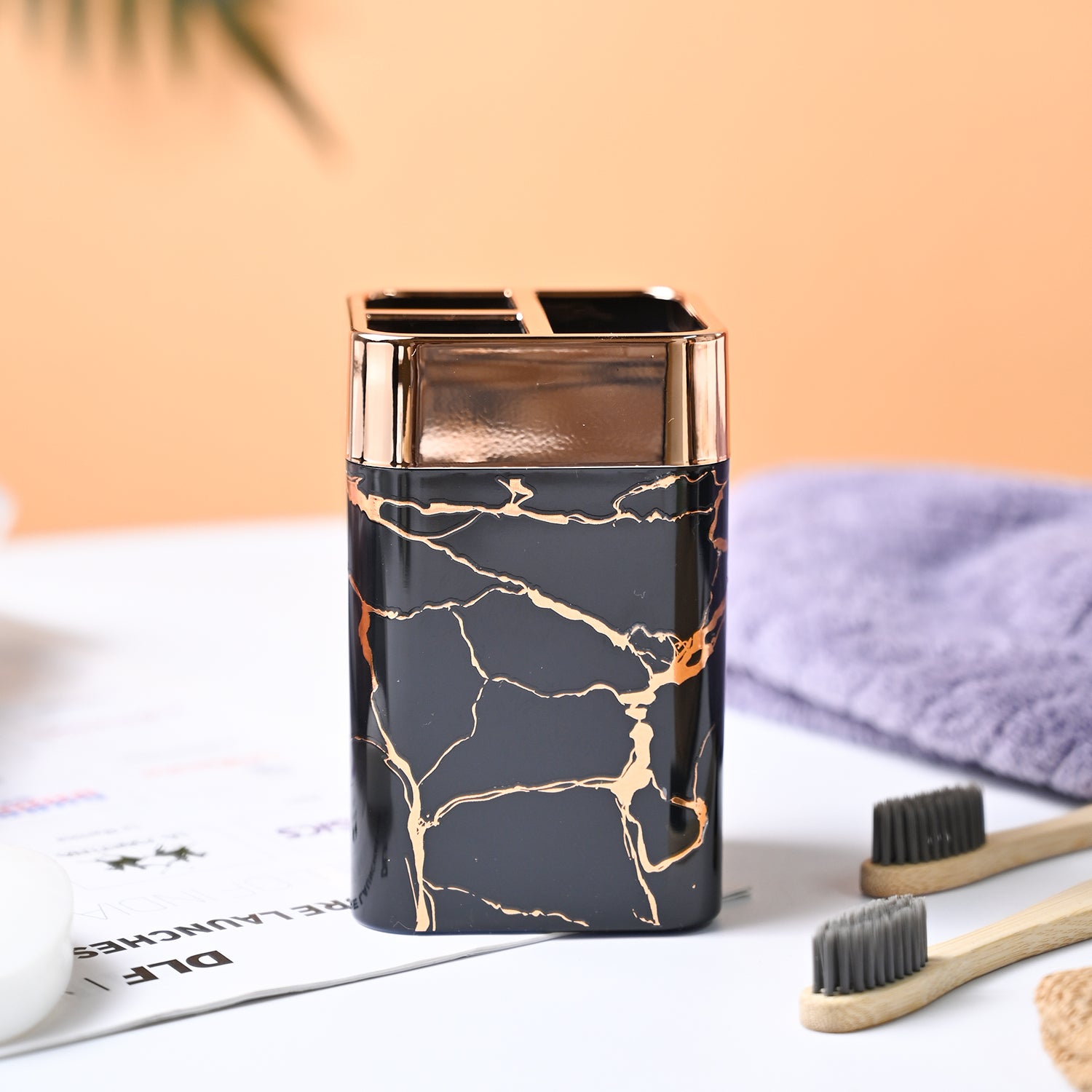 VON CASA Marble Toothbrush Holder - Black
