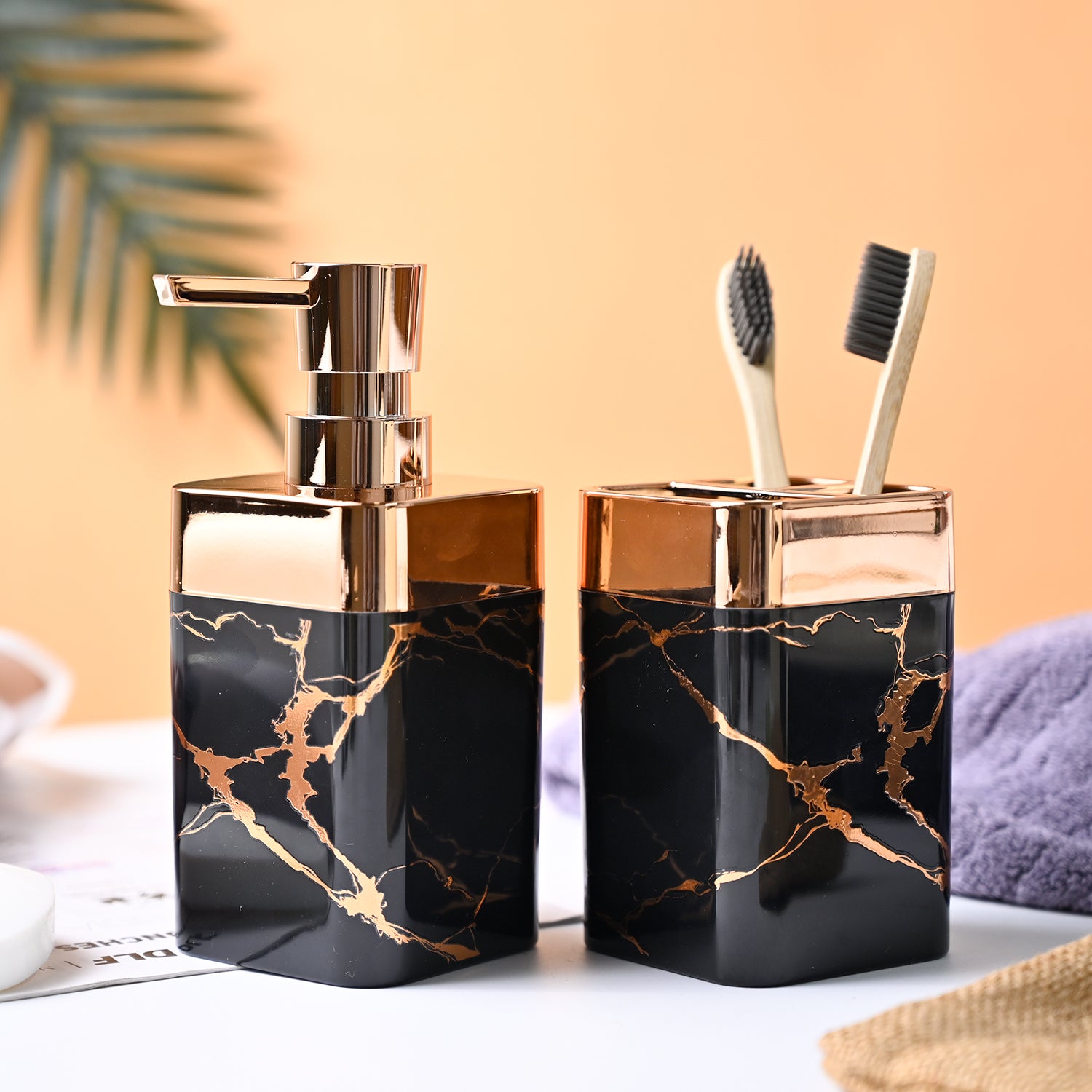 VON CASA Marble Textured  Bathroom Set - Black