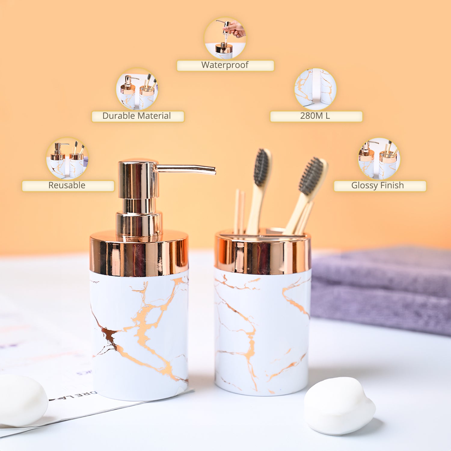 VON CASA Marble Bathroom Set - White
