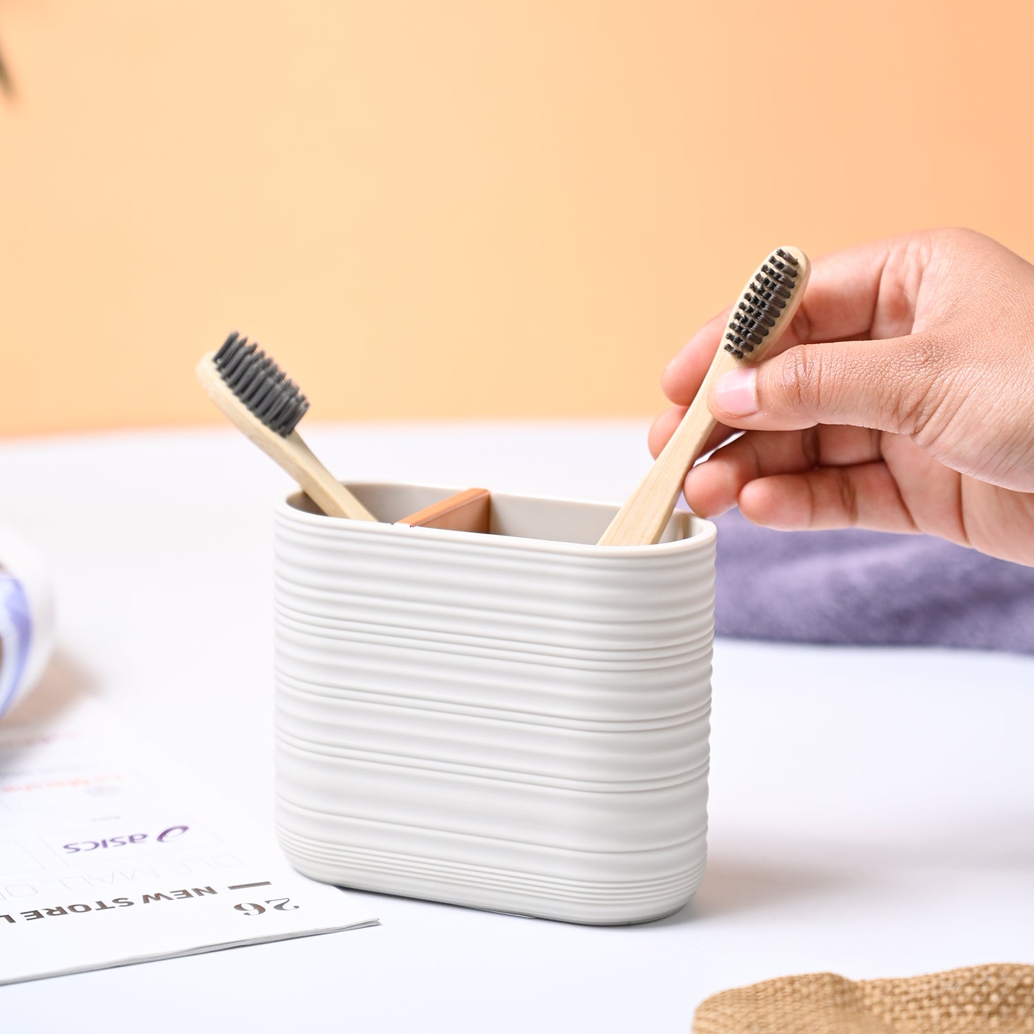 VON CASA Light Beige Toothbrush Holder