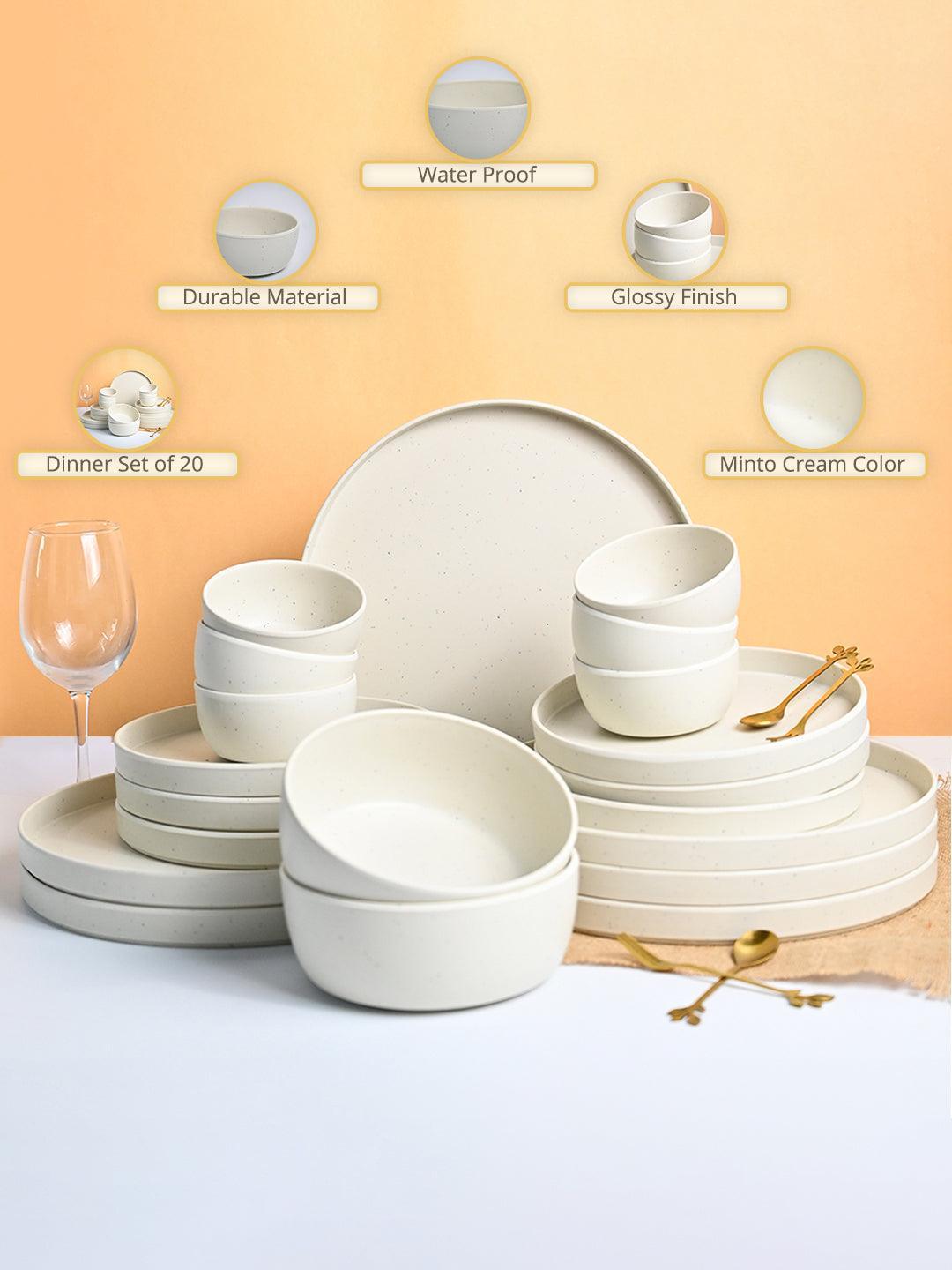 DINESMART Minto Cream Sparkle Dinner Set Timeless Elegance for