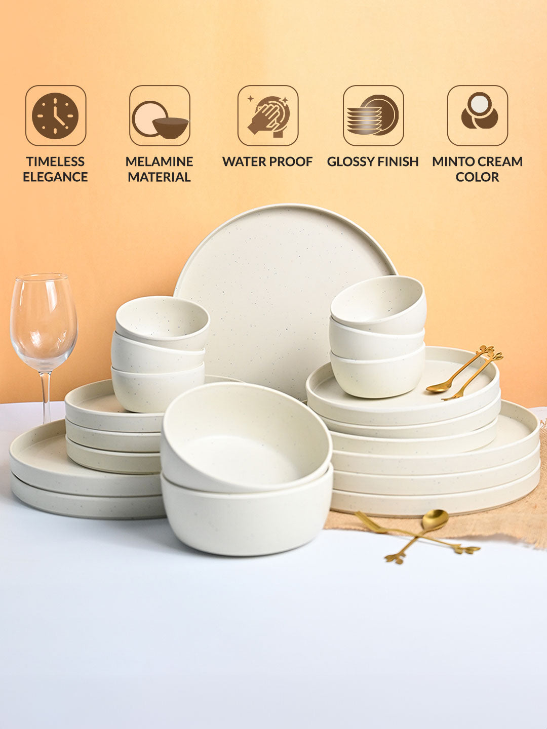 MARKET99 Minto Cream Sparkle Dinner Set - MARKET99