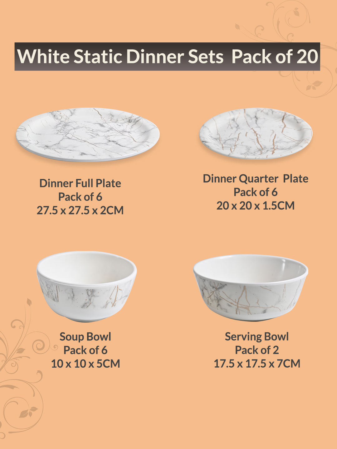 MARKET99 White Static Dinner Set - MARKET99