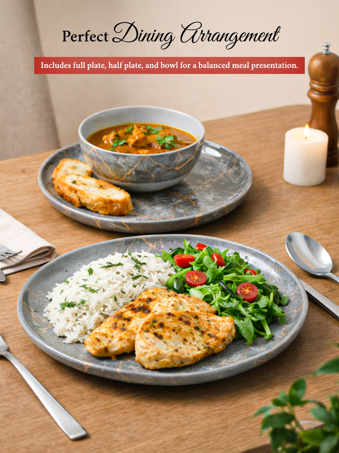 MARKET99 Grey Static Dinner Set