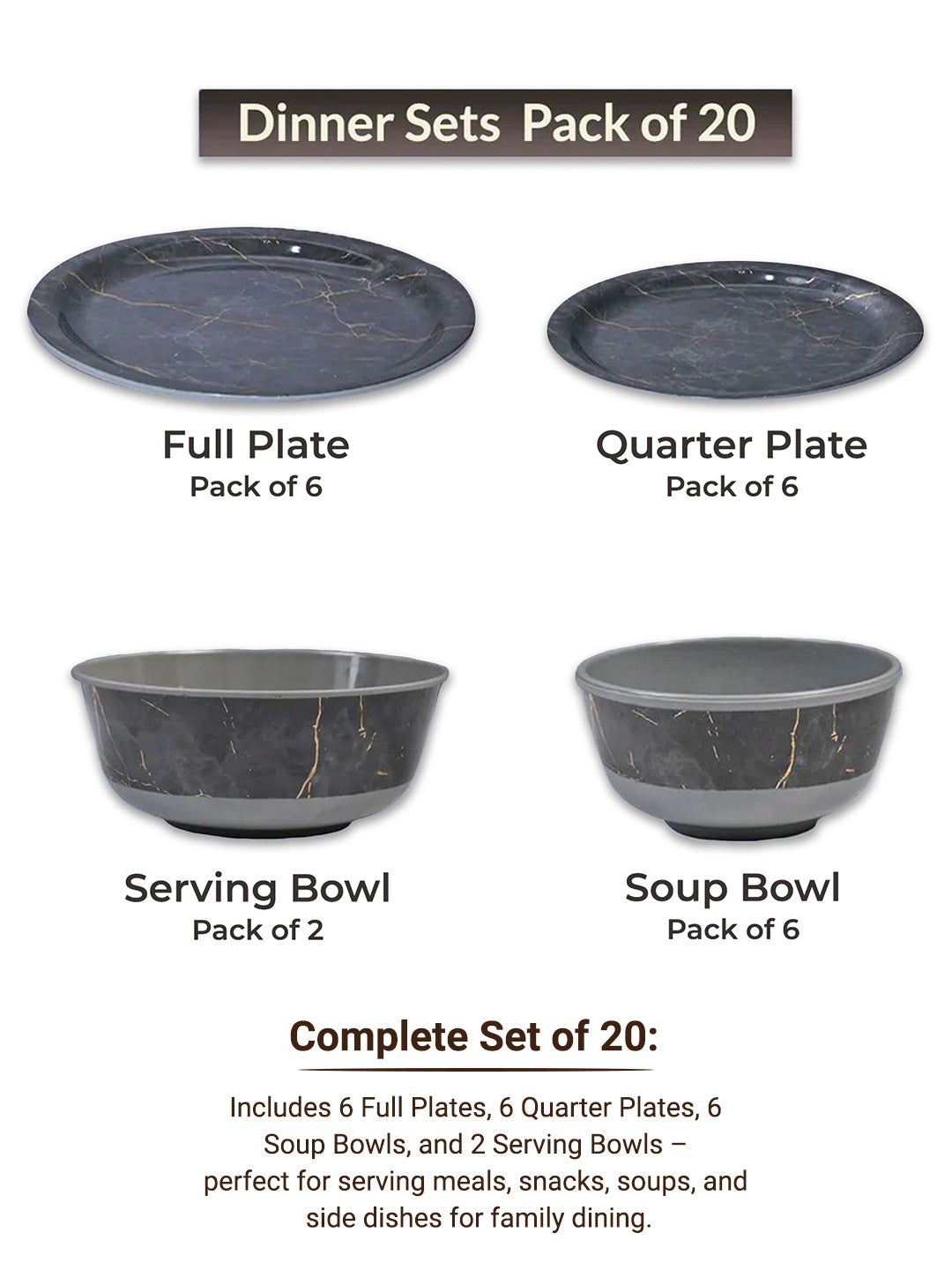 MARKET99 Grey Static Dinner Set
