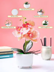 Market99 Pink Artificial Orchid Flower With White Pot - MARKET99