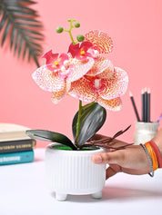 Market99 Pink Artificial Orchid Flower With White Pot - MARKET99