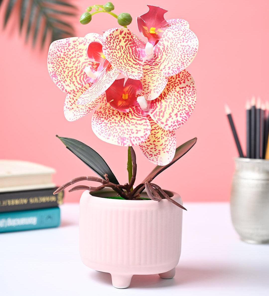 Market99 Pink Artificial Orchid Flower With Pink Pot - MARKET99