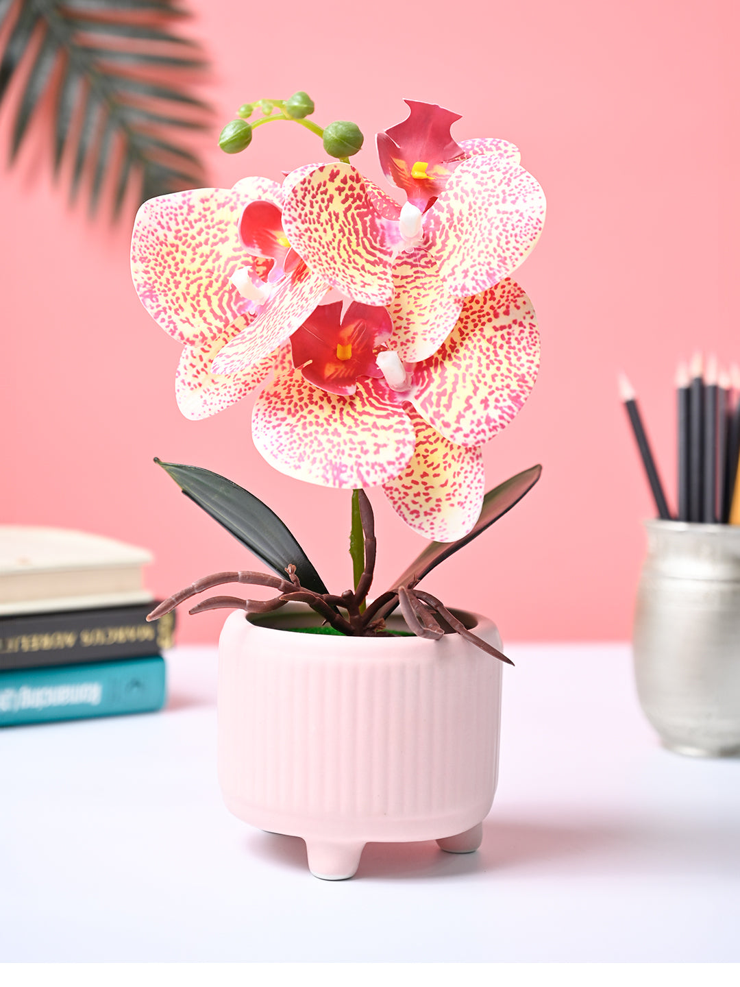 Market99 Pink Artificial Orchid Flower With Pink Pot - MARKET99