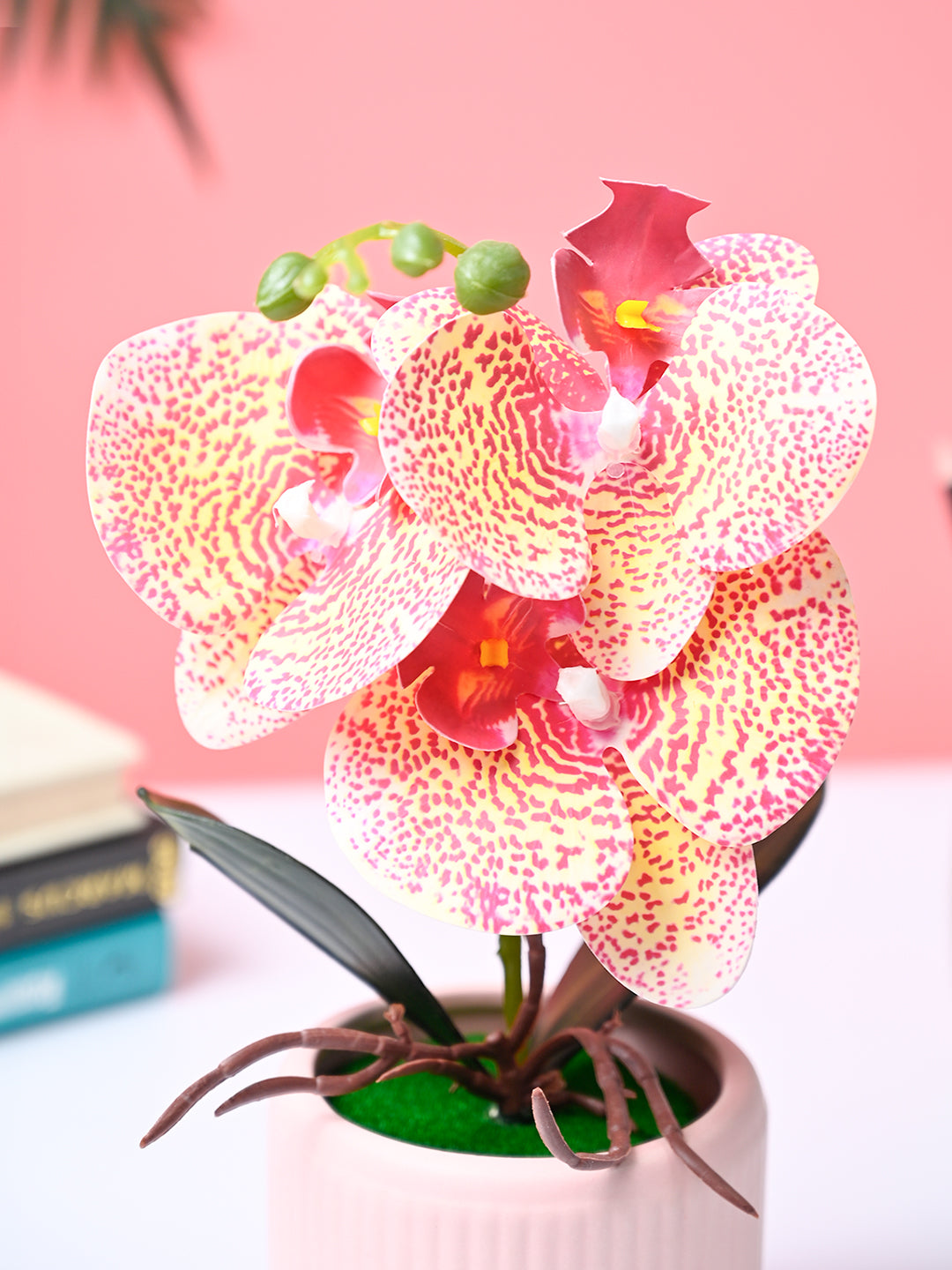 Market99 Pink Artificial Orchid Flower With Pink Pot - MARKET99