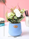 Market99 White Rose Flower With Blue Pot - MARKET99