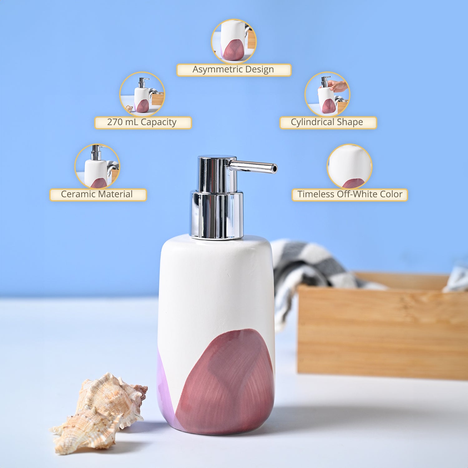 VON CASA 'Off White & Asymmetric' Soap Dispenser - 360mL