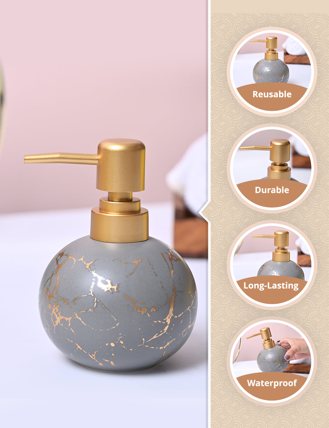 Grey Ceramic Soap Dispenser - MARKET99