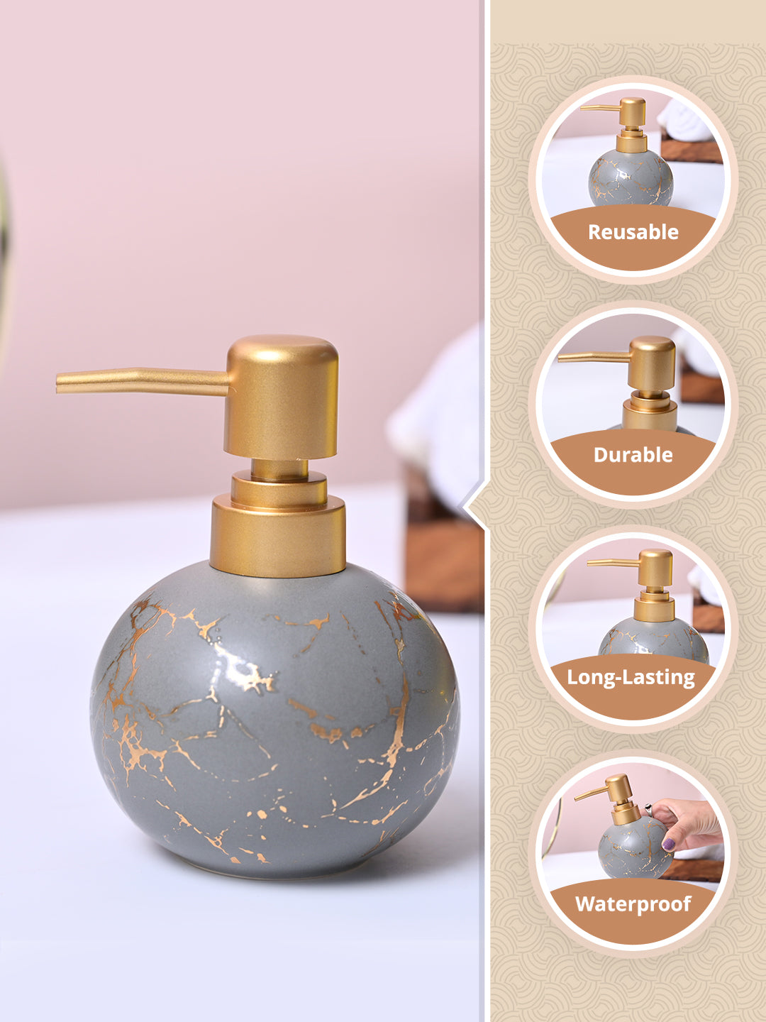 Grey Ceramic Soap Dispenser - MARKET99