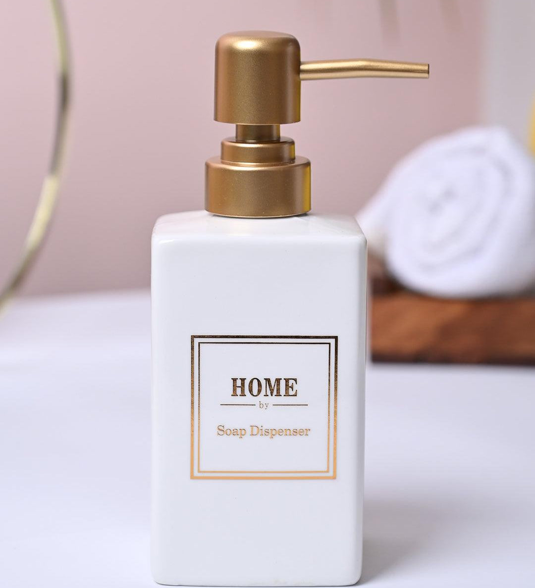 Luxe White & Gold Ceramic Soap Dispenser - MARKET99