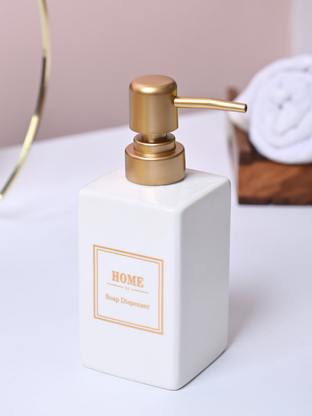 Luxe White & Gold Ceramic Soap Dispenser - MARKET99