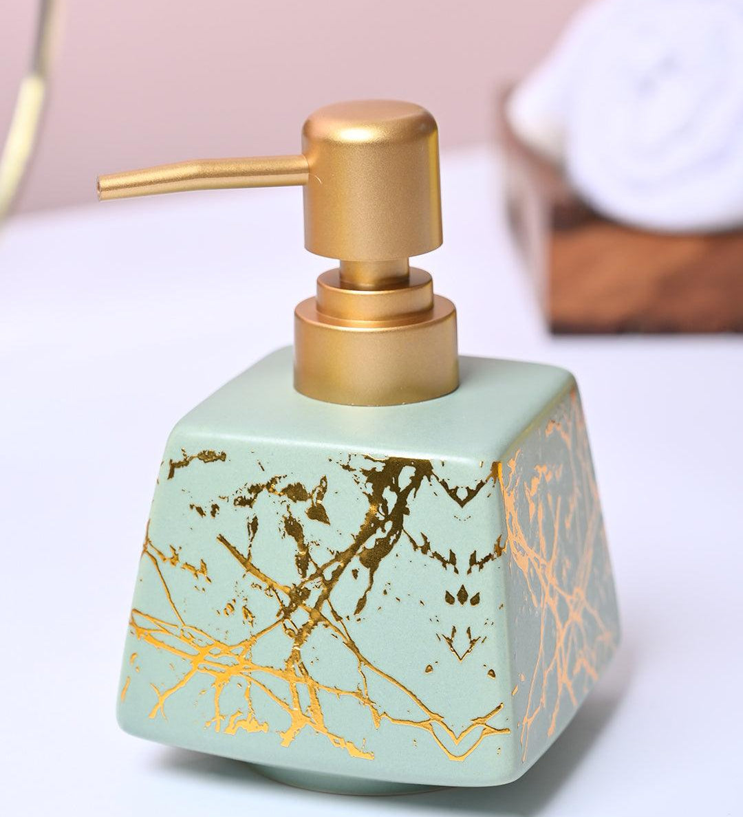 Fresh Cyan Rectangle Ceramic Soap Dispenser - MARKET99
