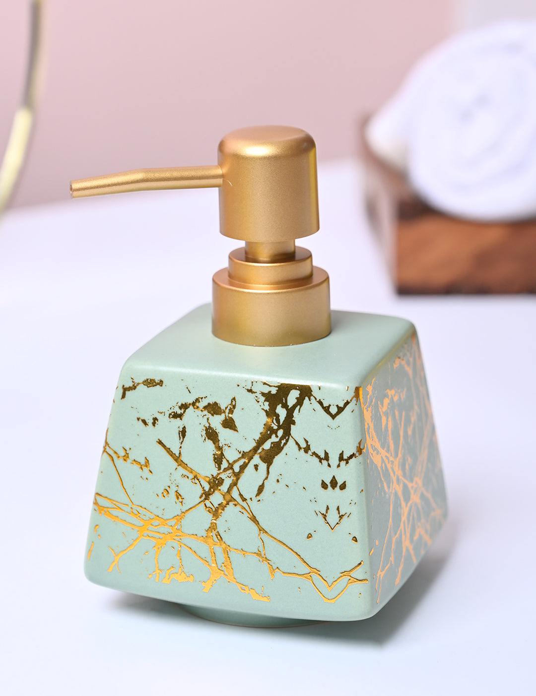 Fresh Cyan Rectangle Ceramic Soap Dispenser - MARKET99