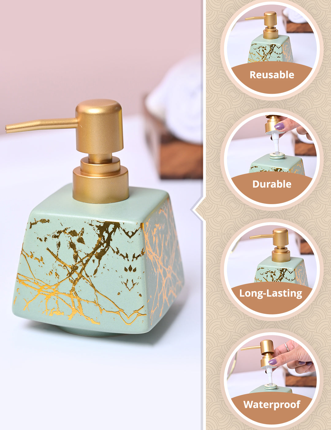 Fresh Cyan Rectangle Ceramic Soap Dispenser - MARKET99