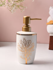 Nature Inspired White Ceramic Soap Dispenser