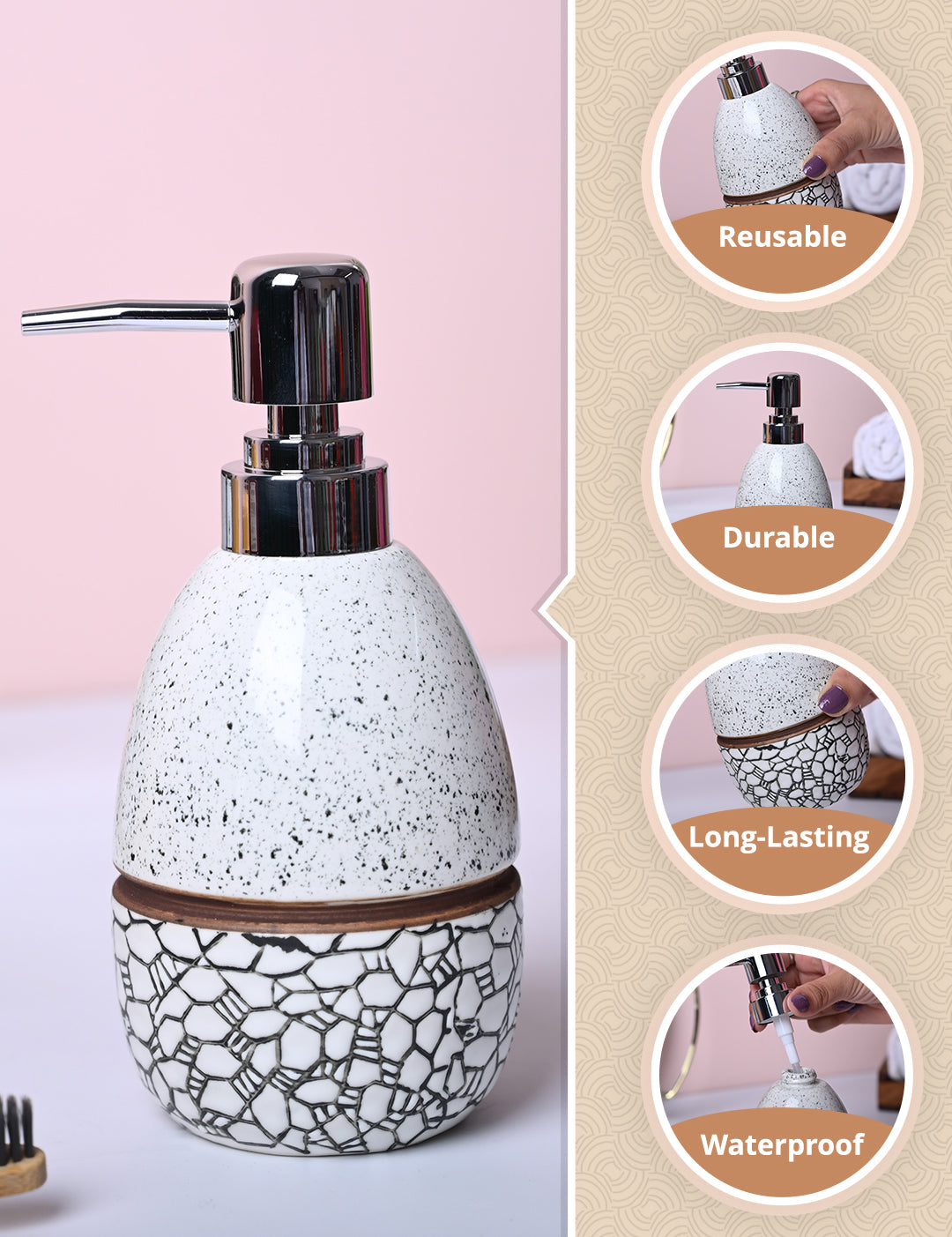 Textured Off-White Ceramic Soap Dispenser - MARKET99