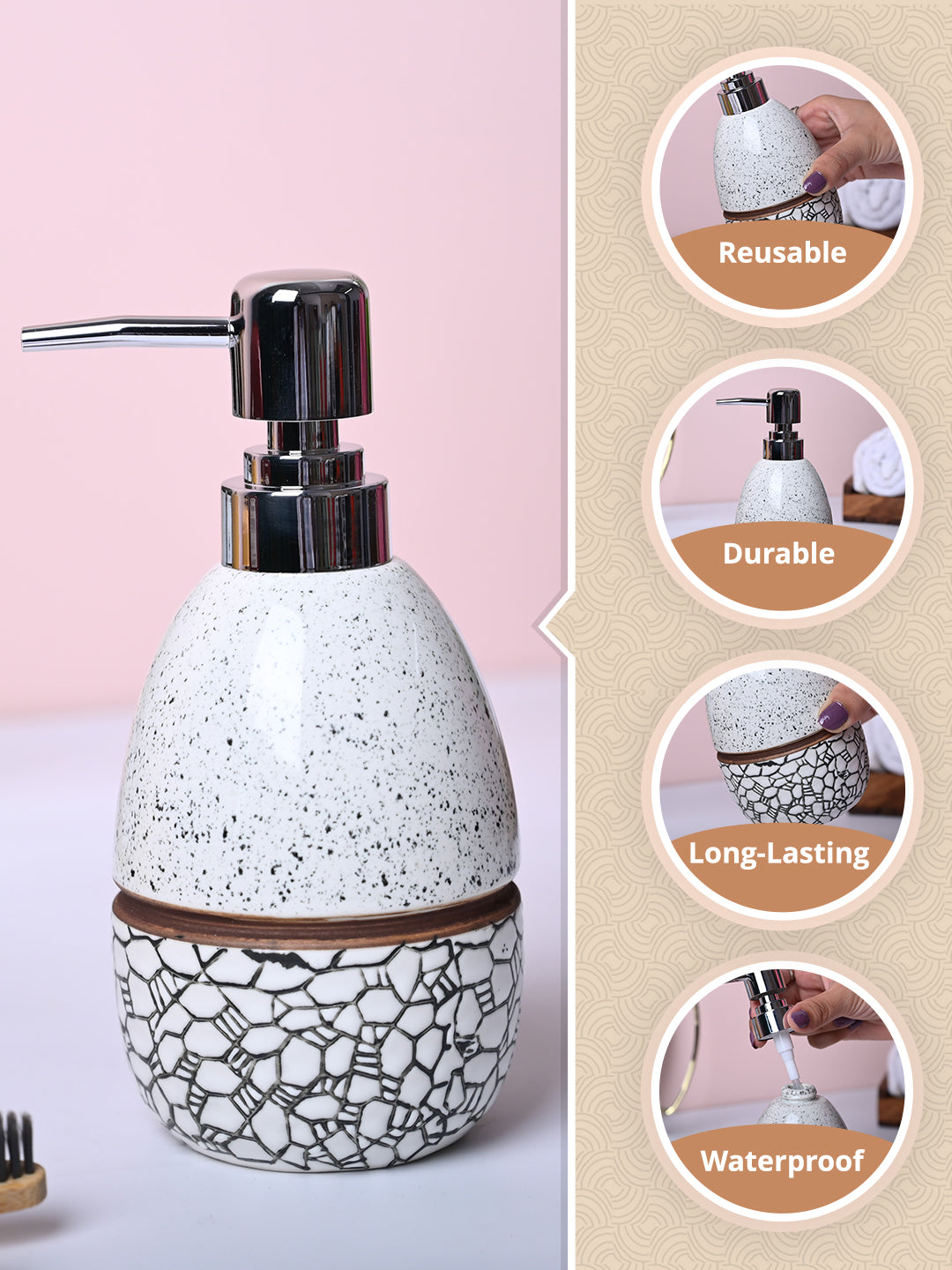 Textured Off-White Ceramic Soap Dispenser - MARKET99