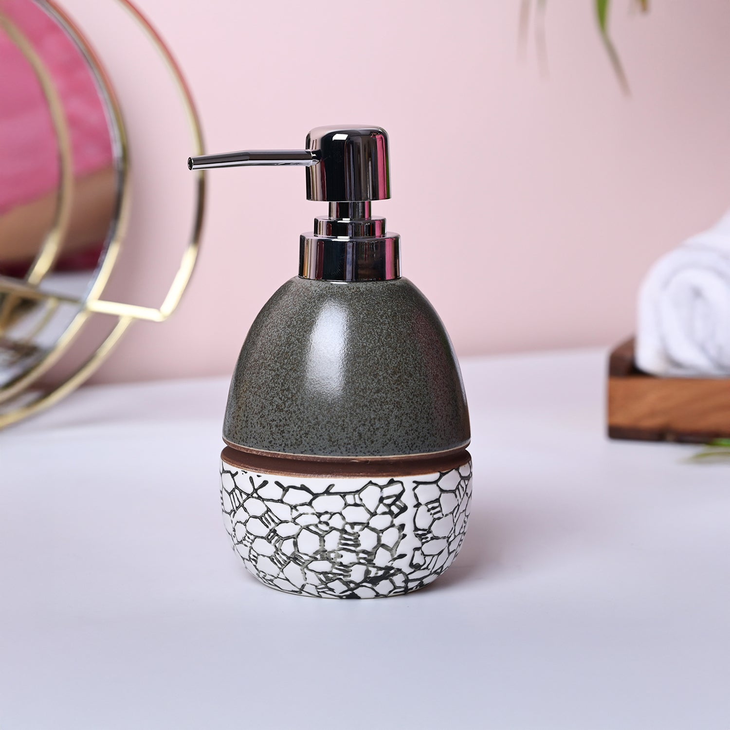 Coastal Blue & White Ceramic Soap Dispenser