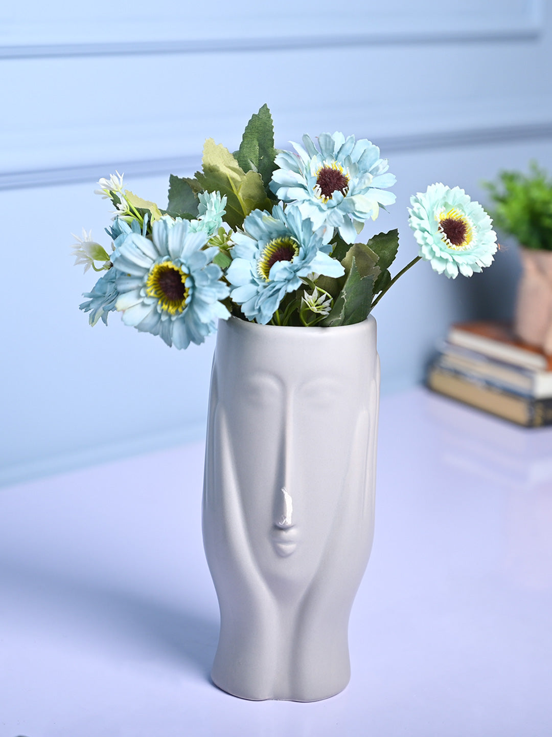 Grey Face Design Ceramic Vase