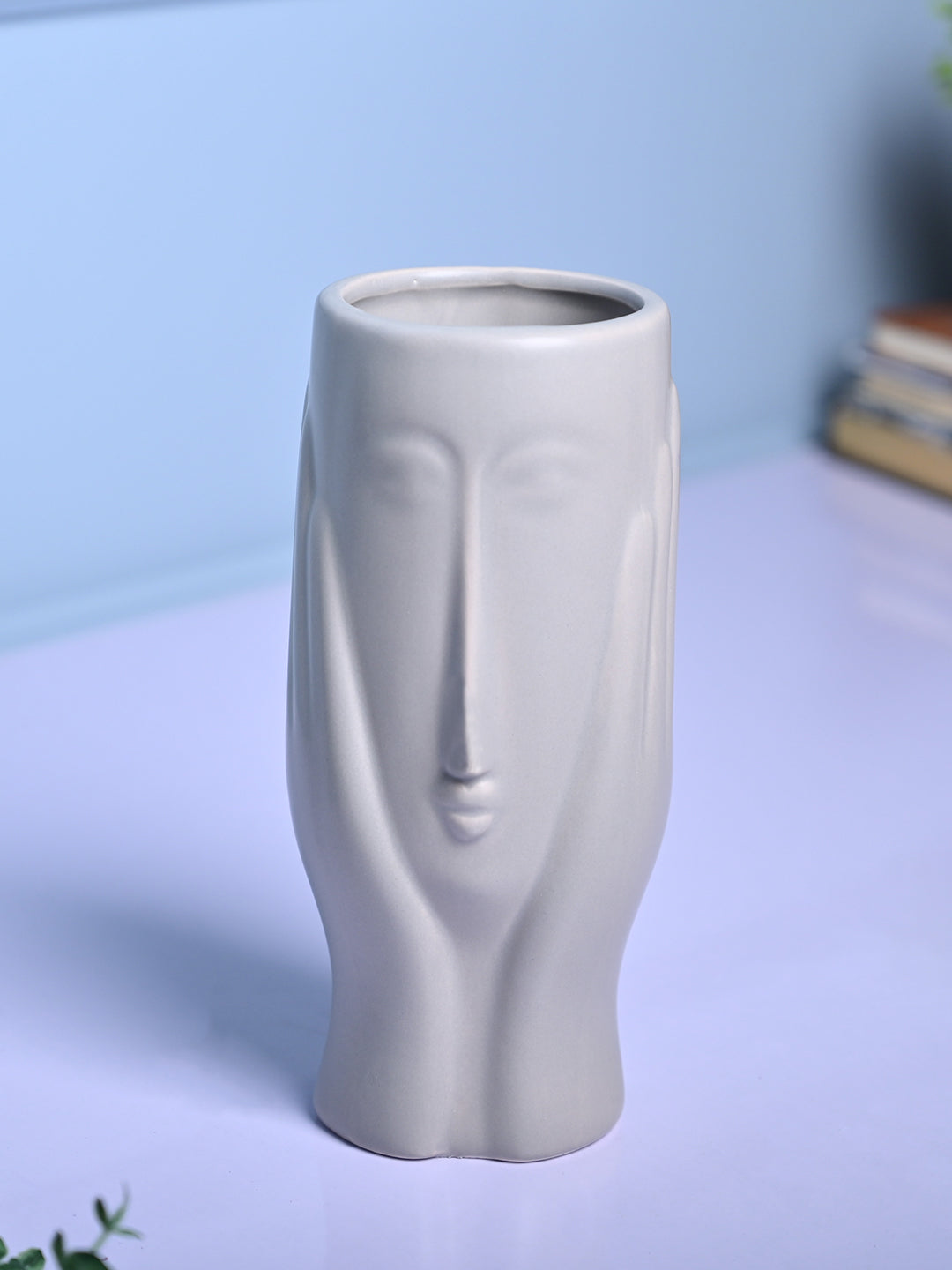 Grey Glossy Ceramic Vase - Contemporary Sophistication - MARKET99