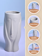 Grey Glossy Ceramic Vase - Contemporary Sophistication - MARKET99