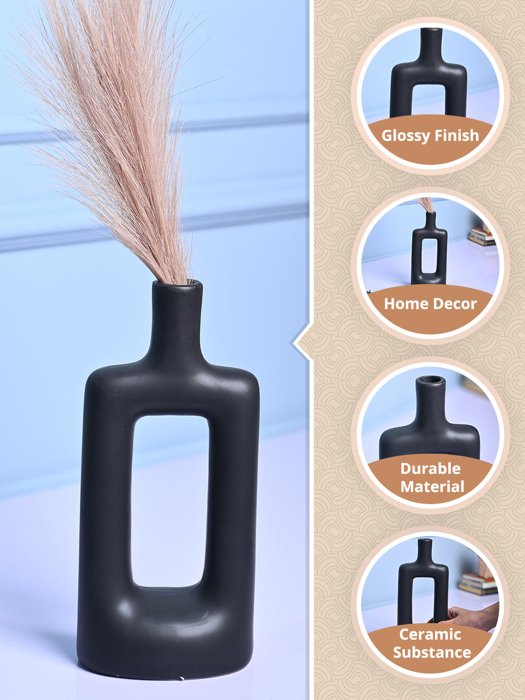 Stylish Black Ceramic Vase - MARKET99