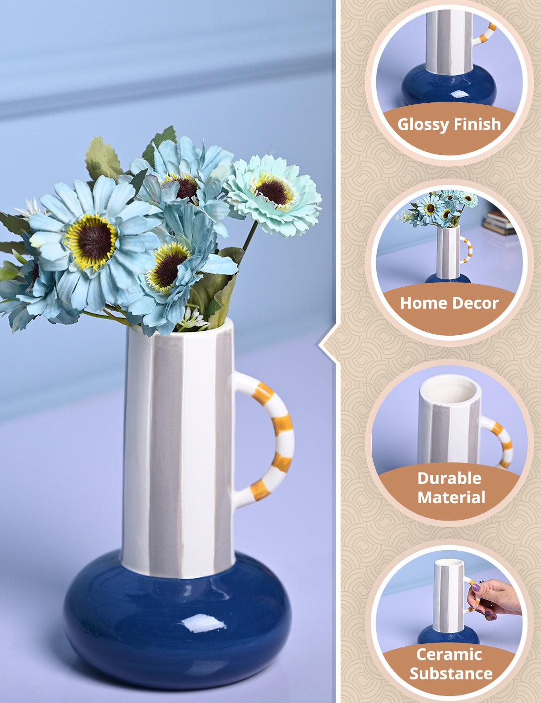 Stylish Blue Ceramic Vase - MARKET99