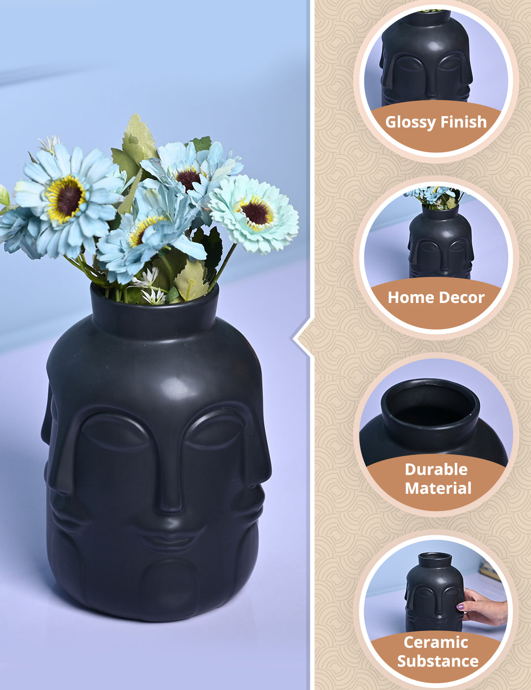 Sophisticated Black Ceramic Vase - MARKET99