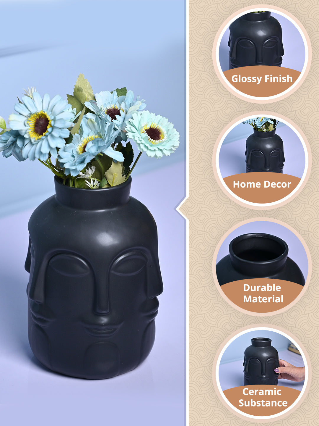 Sophisticated Black Ceramic Vase - MARKET99