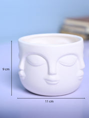 Stylish White Ceramic Face Vase - MARKET99