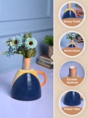 Asymmetrical Elegance - Blue & Yellow Vase - MARKET99