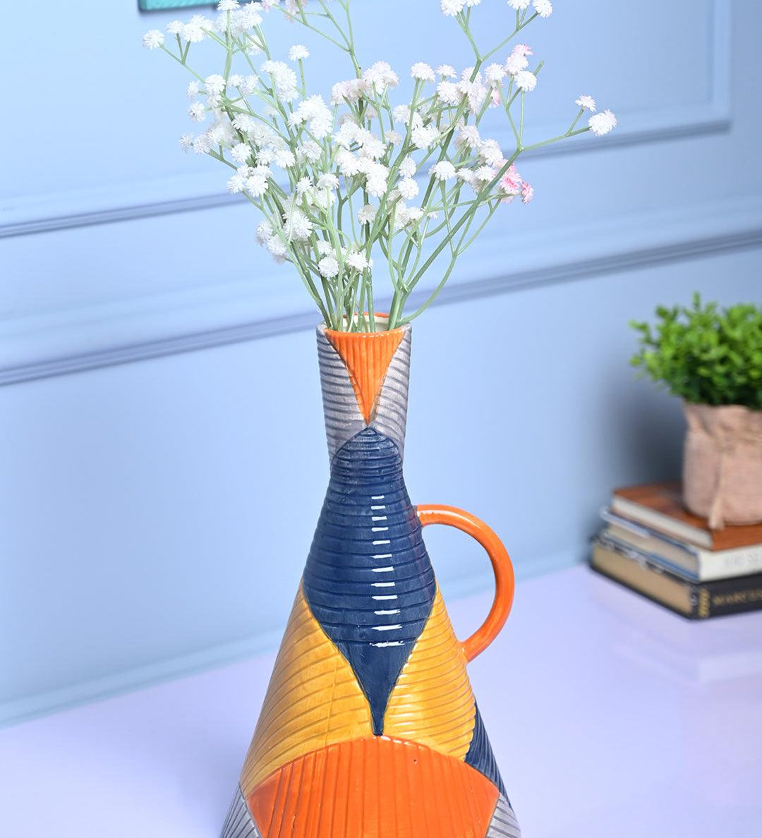 Striped Sophistication - Multi-Color Asymmetrical Vase - MARKET99