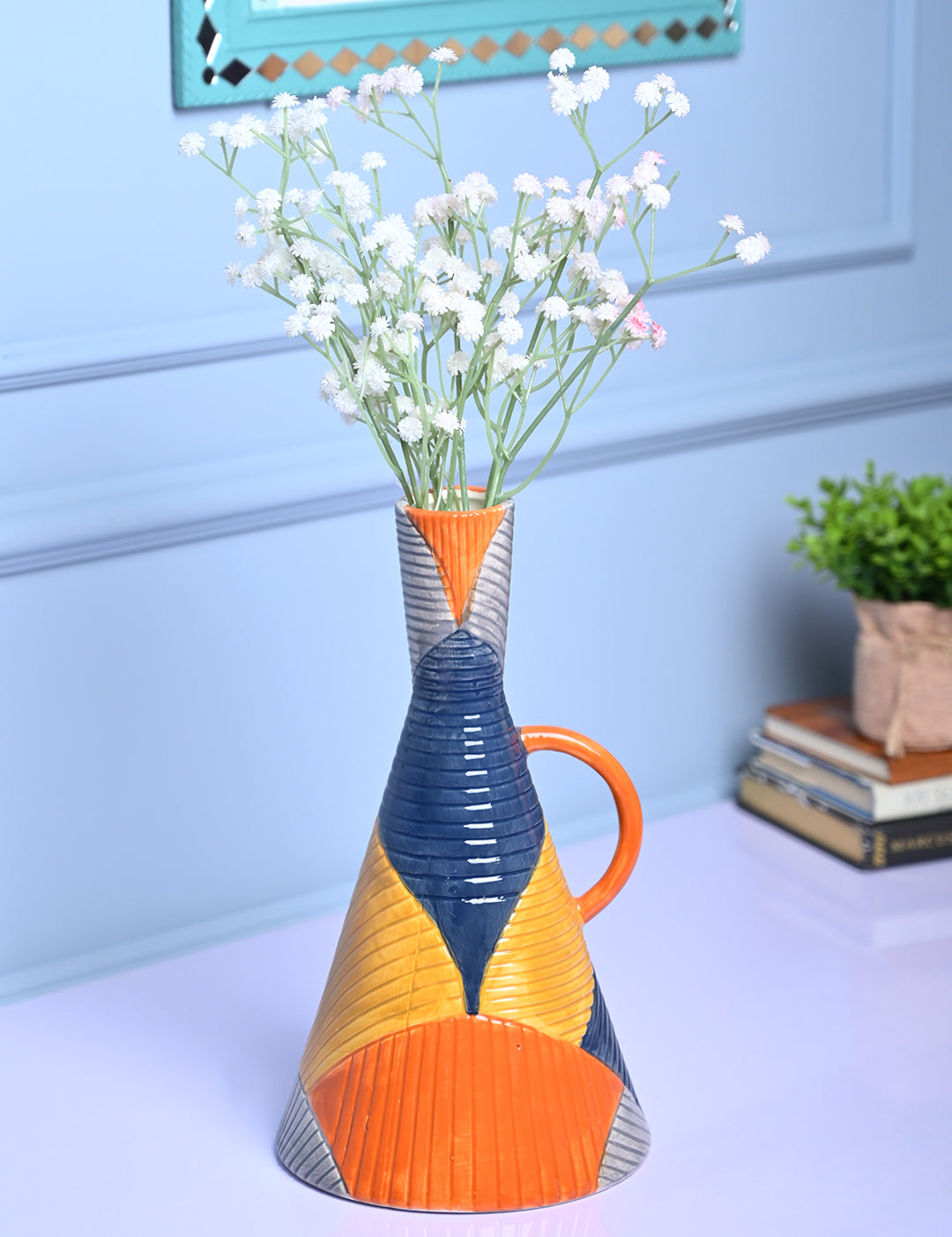 Striped Sophistication - Multi-Color Asymmetrical Vase - MARKET99