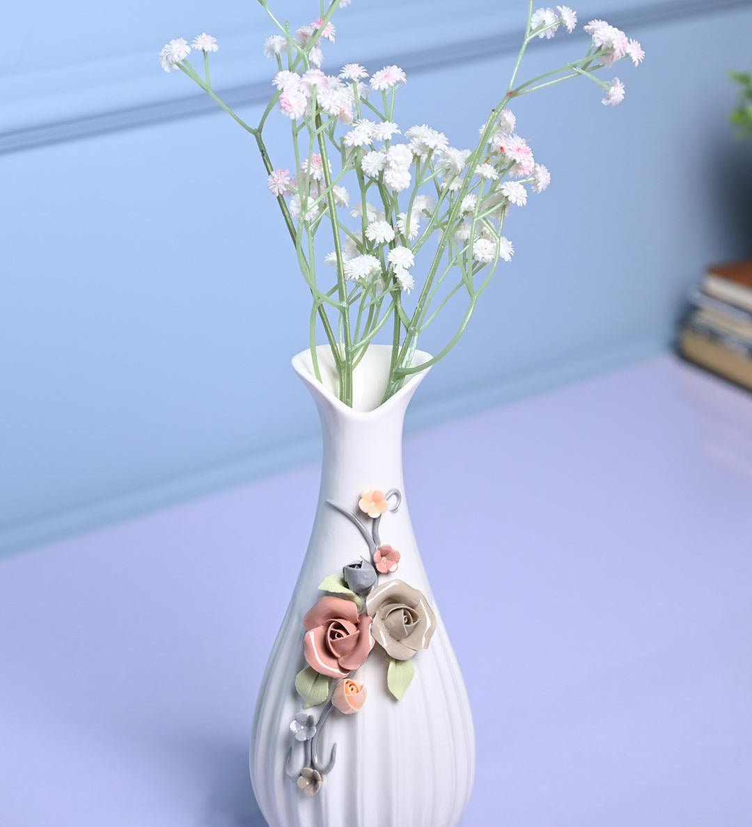Floral Delight - White Asymmetrical Vase - MARKET99