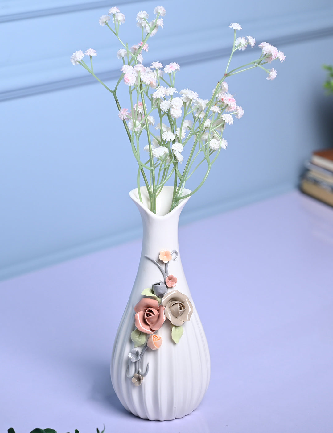 Floral Delight - White Asymmetrical Vase - MARKET99