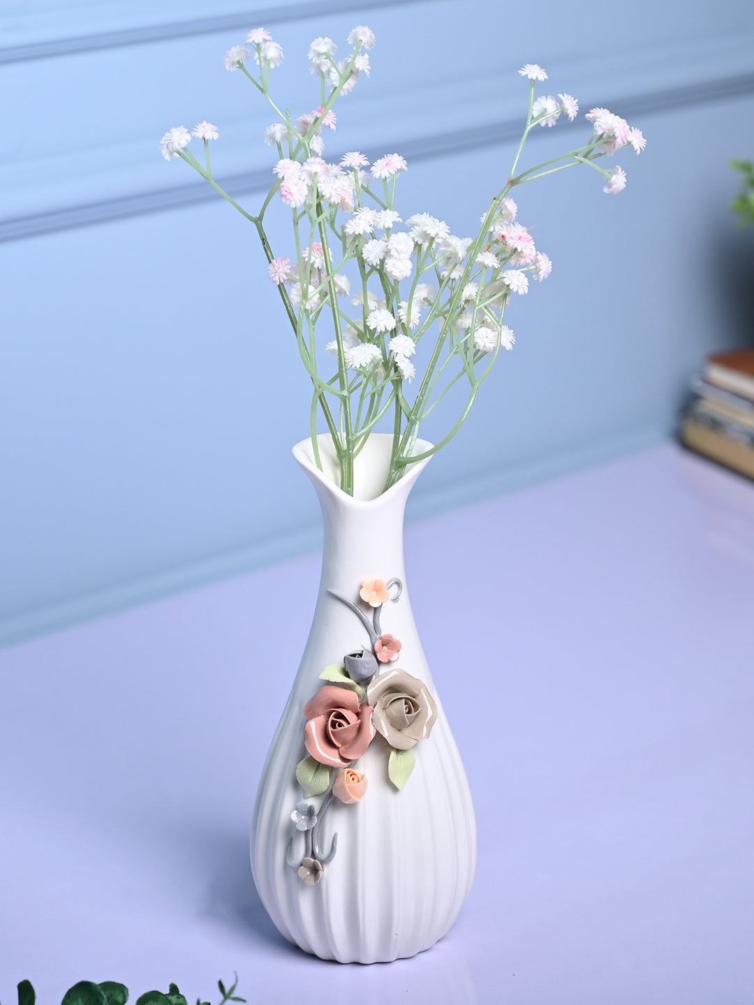 Floral Delight - White Asymmetrical Vase - MARKET99