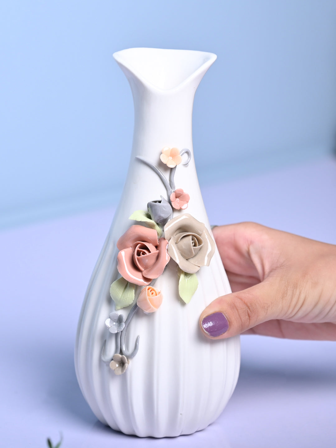 Floral Delight - White Asymmetrical Vase - MARKET99