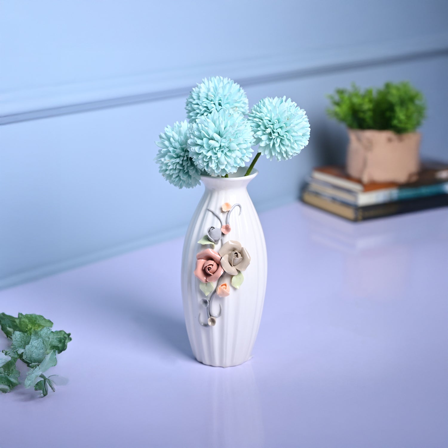 Classic Bloom - White Cylindrical Vase