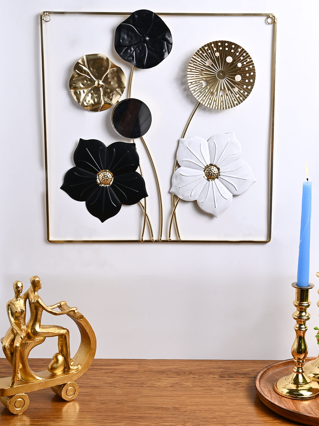 Golden and Black Flower Wall Plaque