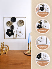 Golden and Black Flower Wall Plaque